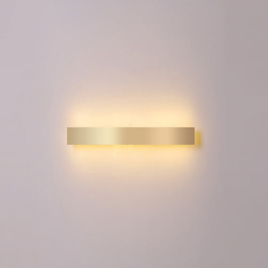 Aluminum Bar Shaped Flush Wall Sconce Minimalist Gold Plated LED Wall Light for Living Room Gold 23.5" Warm Clearhalo 'Cast Iron' 'Glass' 'Industrial' 'Modern wall lights' 'Modern' 'Tiffany' 'Traditional wall lights' 'Wall Lamps & Sconces' 'Wall Lights' Lighting' 2467521