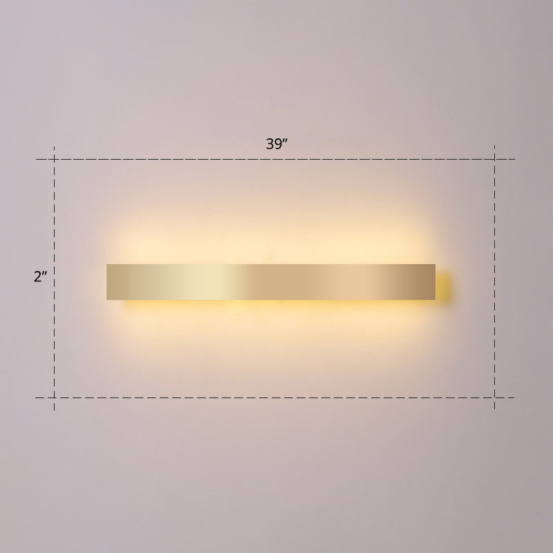 Aluminum Bar Shaped Flush Wall Sconce Minimalist Gold Plated LED Wall Light for Living Room Clearhalo 'Cast Iron' 'Glass' 'Industrial' 'Modern wall lights' 'Modern' 'Tiffany' 'Traditional wall lights' 'Wall Lamps & Sconces' 'Wall Lights' Lighting' 2467523