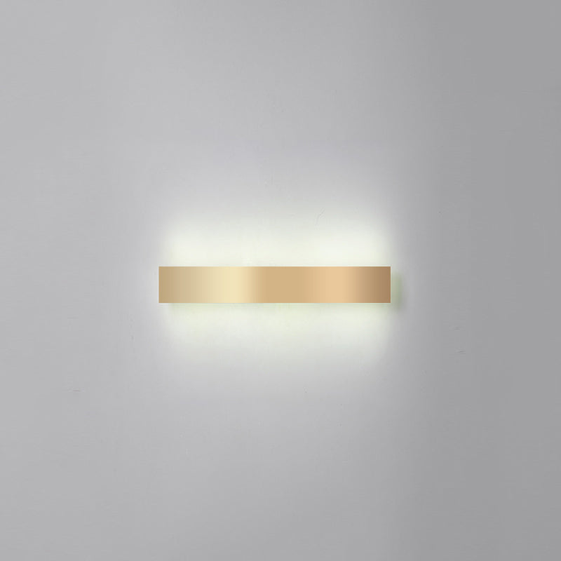 Aluminum Bar Shaped Flush Wall Sconce Minimalist Gold Plated LED Wall Light for Living Room Gold 12" White Clearhalo 'Cast Iron' 'Glass' 'Industrial' 'Modern wall lights' 'Modern' 'Tiffany' 'Traditional wall lights' 'Wall Lamps & Sconces' 'Wall Lights' Lighting' 2467524