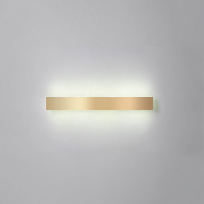 Aluminum Bar Shaped Flush Wall Sconce Minimalist Gold Plated LED Wall Light for Living Room Gold 31.5" White Clearhalo 'Cast Iron' 'Glass' 'Industrial' 'Modern wall lights' 'Modern' 'Tiffany' 'Traditional wall lights' 'Wall Lamps & Sconces' 'Wall Lights' Lighting' 2467525
