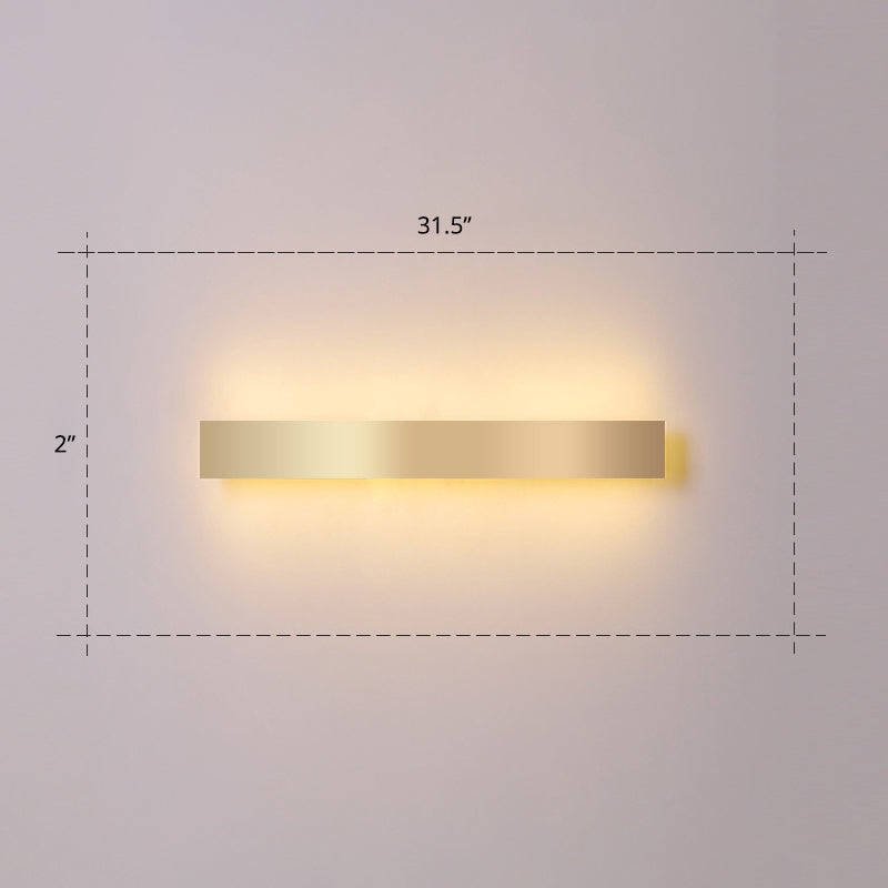 Aluminum Bar Shaped Flush Wall Sconce Minimalist Gold Plated LED Wall Light for Living Room Clearhalo 'Cast Iron' 'Glass' 'Industrial' 'Modern wall lights' 'Modern' 'Tiffany' 'Traditional wall lights' 'Wall Lamps & Sconces' 'Wall Lights' Lighting' 2467526