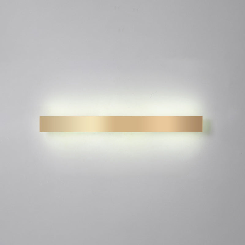 Aluminum Bar Shaped Flush Wall Sconce Minimalist Gold Plated LED Wall Light for Living Room Gold 47.5" White Clearhalo 'Cast Iron' 'Glass' 'Industrial' 'Modern wall lights' 'Modern' 'Tiffany' 'Traditional wall lights' 'Wall Lamps & Sconces' 'Wall Lights' Lighting' 2467527