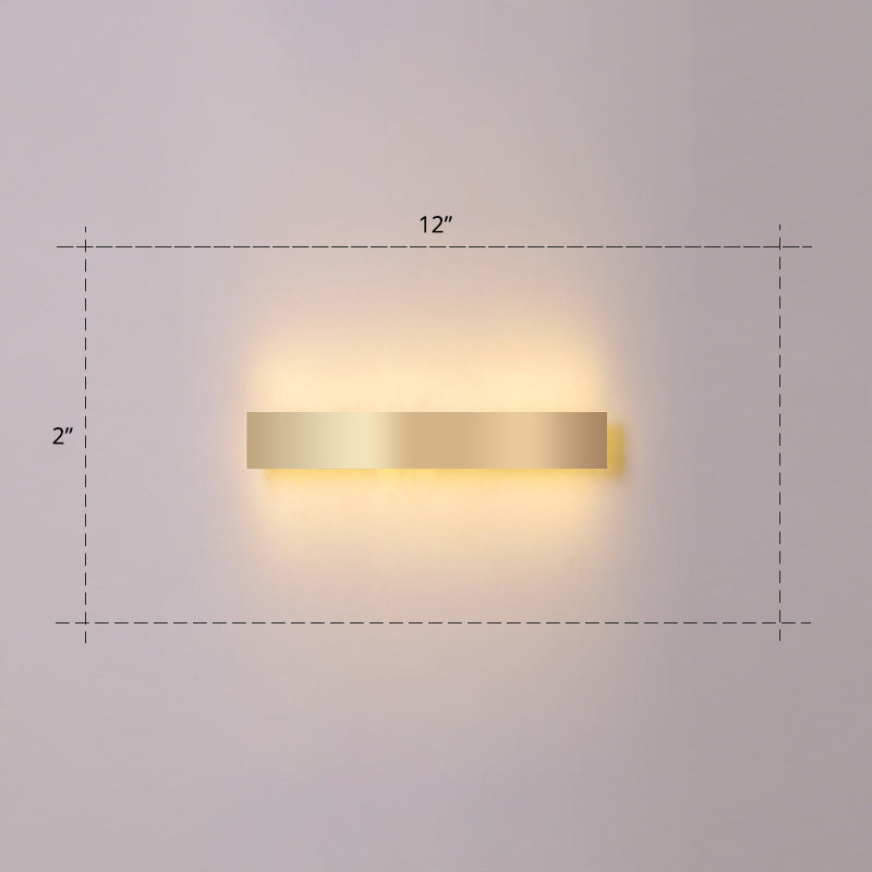 Aluminum Bar Shaped Flush Wall Sconce Minimalist Gold Plated LED Wall Light for Living Room Clearhalo 'Cast Iron' 'Glass' 'Industrial' 'Modern wall lights' 'Modern' 'Tiffany' 'Traditional wall lights' 'Wall Lamps & Sconces' 'Wall Lights' Lighting' 2467528