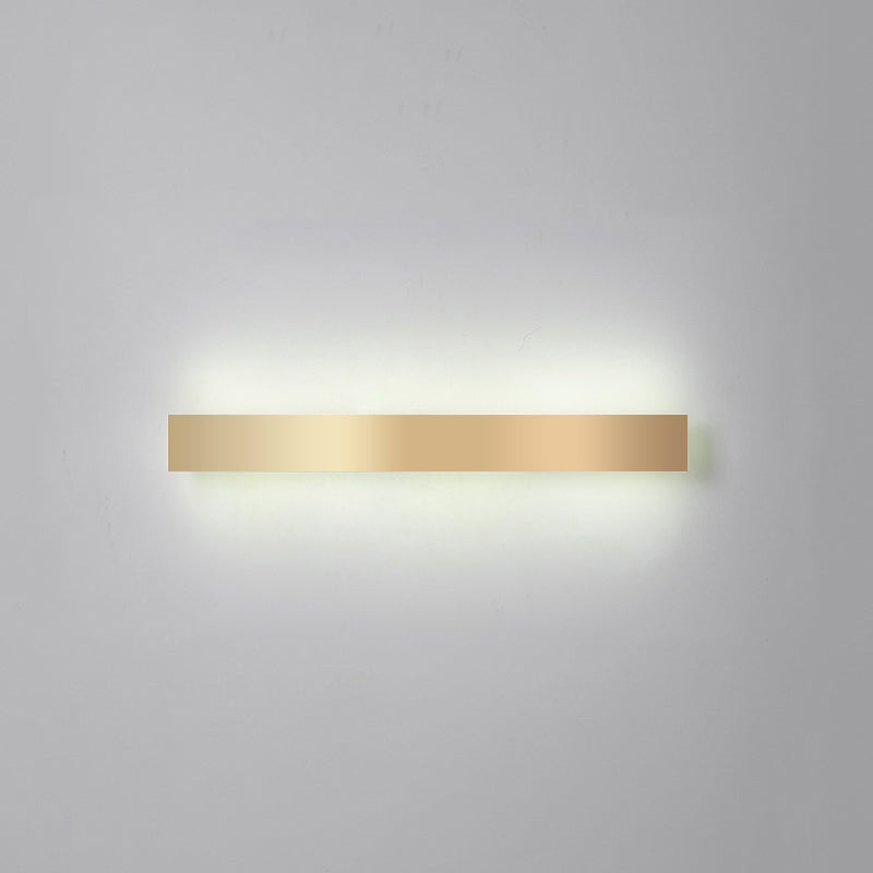 Aluminum Bar Shaped Flush Wall Sconce Minimalist Gold Plated LED Wall Light for Living Room Gold 39.5" White Clearhalo 'Cast Iron' 'Glass' 'Industrial' 'Modern wall lights' 'Modern' 'Tiffany' 'Traditional wall lights' 'Wall Lamps & Sconces' 'Wall Lights' Lighting' 2467529