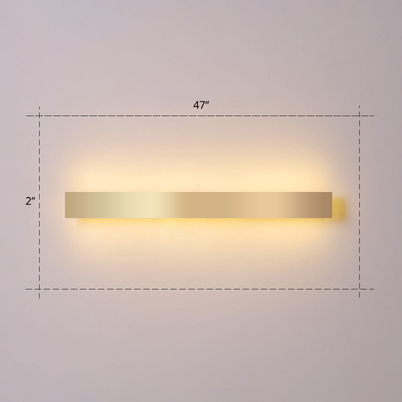 Aluminum Bar Shaped Flush Wall Sconce Minimalist Gold Plated LED Wall Light for Living Room Clearhalo 'Cast Iron' 'Glass' 'Industrial' 'Modern wall lights' 'Modern' 'Tiffany' 'Traditional wall lights' 'Wall Lamps & Sconces' 'Wall Lights' Lighting' 2467530