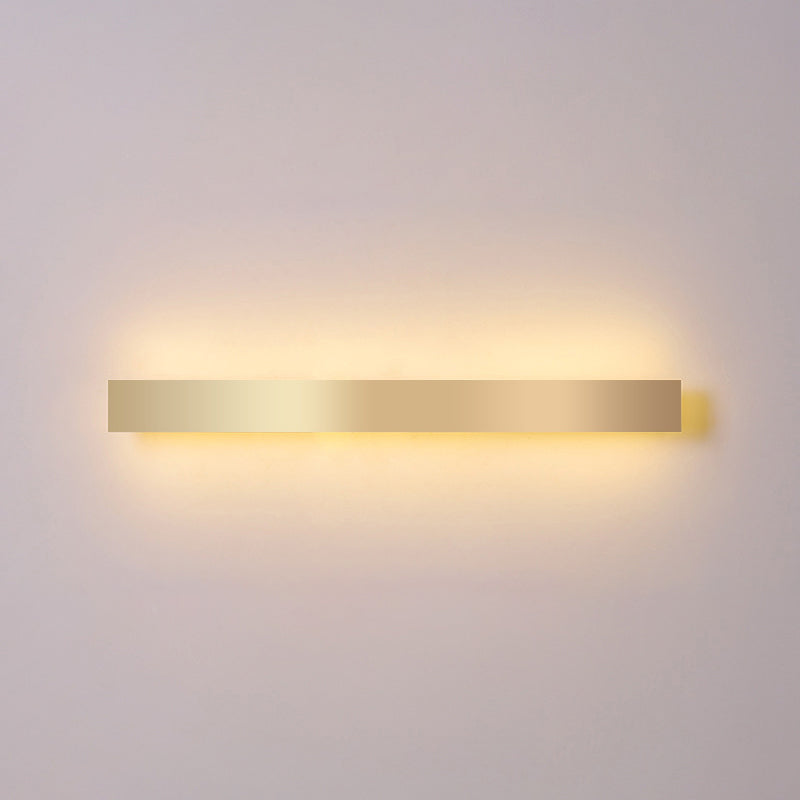 Aluminum Bar Shaped Flush Wall Sconce Minimalist Gold Plated LED Wall Light for Living Room Gold 59" Warm Clearhalo 'Cast Iron' 'Glass' 'Industrial' 'Modern wall lights' 'Modern' 'Tiffany' 'Traditional wall lights' 'Wall Lamps & Sconces' 'Wall Lights' Lighting' 2467531