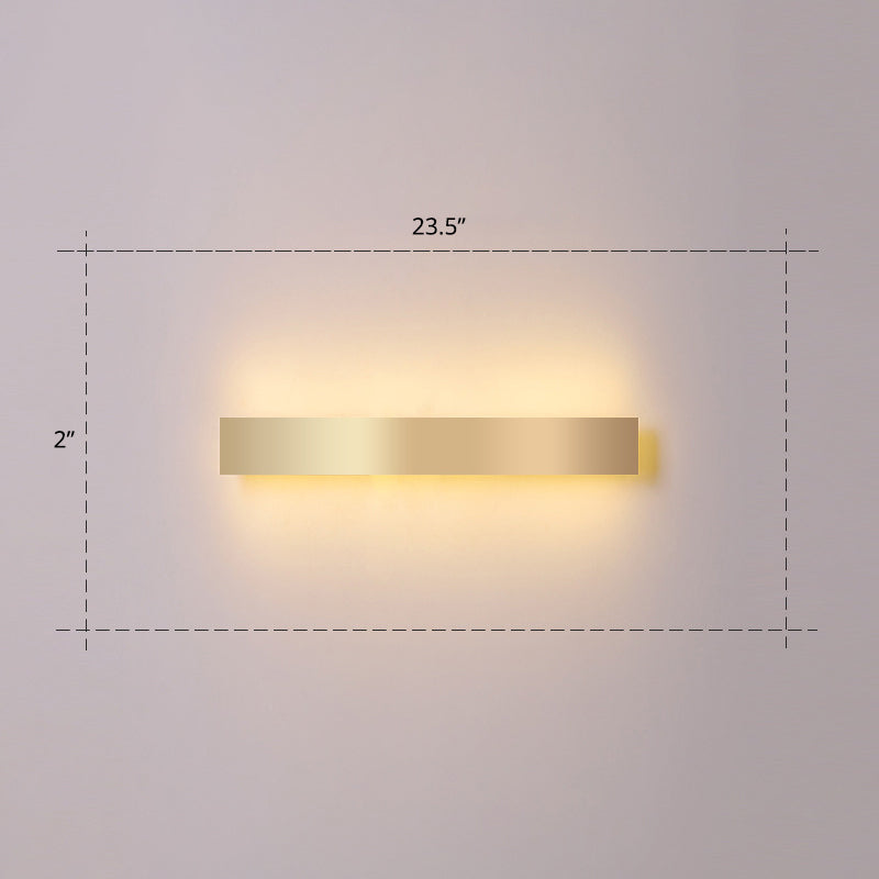 Aluminum Bar Shaped Flush Wall Sconce Minimalist Gold Plated LED Wall Light for Living Room Clearhalo 'Cast Iron' 'Glass' 'Industrial' 'Modern wall lights' 'Modern' 'Tiffany' 'Traditional wall lights' 'Wall Lamps & Sconces' 'Wall Lights' Lighting' 2467532