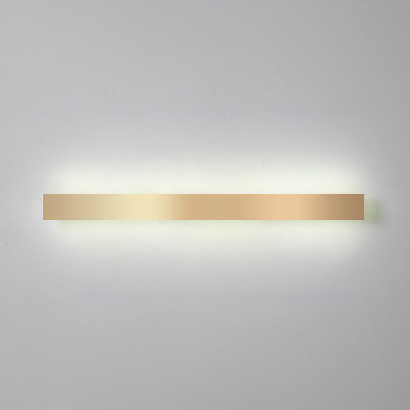 Aluminum Bar Shaped Flush Wall Sconce Minimalist Gold Plated LED Wall Light for Living Room Gold 71" White Clearhalo 'Cast Iron' 'Glass' 'Industrial' 'Modern wall lights' 'Modern' 'Tiffany' 'Traditional wall lights' 'Wall Lamps & Sconces' 'Wall Lights' Lighting' 2467533