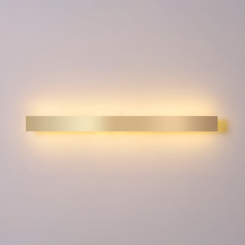 Aluminum Bar Shaped Flush Wall Sconce Minimalist Gold Plated LED Wall Light for Living Room Gold 71" Warm Clearhalo 'Cast Iron' 'Glass' 'Industrial' 'Modern wall lights' 'Modern' 'Tiffany' 'Traditional wall lights' 'Wall Lamps & Sconces' 'Wall Lights' Lighting' 2467535