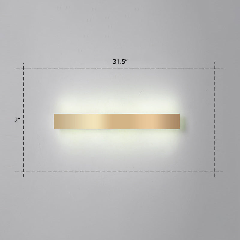 Aluminum Bar Shaped Flush Wall Sconce Minimalist Gold Plated LED Wall Light for Living Room Clearhalo 'Cast Iron' 'Glass' 'Industrial' 'Modern wall lights' 'Modern' 'Tiffany' 'Traditional wall lights' 'Wall Lamps & Sconces' 'Wall Lights' Lighting' 2467536