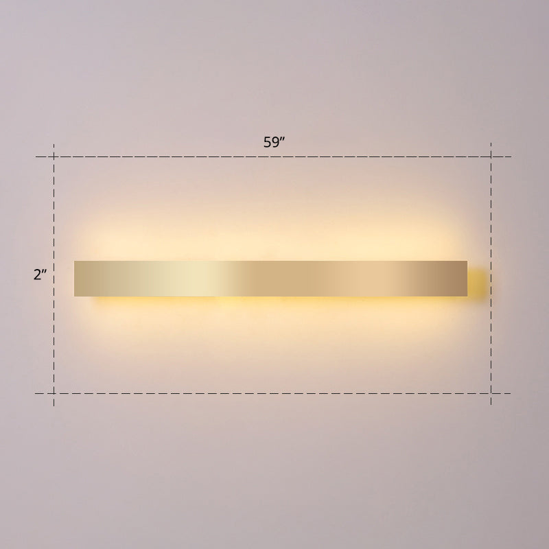 Aluminum Bar Shaped Flush Wall Sconce Minimalist Gold Plated LED Wall Light for Living Room Clearhalo 'Cast Iron' 'Glass' 'Industrial' 'Modern wall lights' 'Modern' 'Tiffany' 'Traditional wall lights' 'Wall Lamps & Sconces' 'Wall Lights' Lighting' 2467539