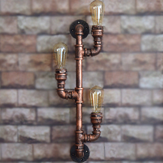3 Lights Pipe Bracket Sconce Fixture Industrial Bronze Metal Wall Mounted Light for Pub Bronze Clearhalo 'Art deco wall lights' 'Cast Iron' 'Glass' 'Industrial wall lights' 'Industrial' 'Middle century wall lights' 'Modern' 'Rustic wall lights' 'Tiffany' 'Traditional wall lights' 'Wall Lamps & Sconces' 'Wall Lights' Lighting' 2467550