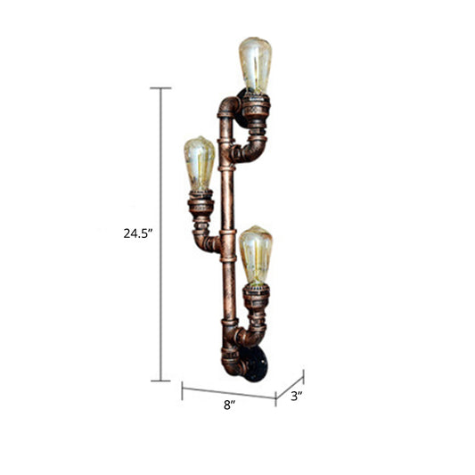 3 Lights Pipe Bracket Sconce Fixture Industrial Bronze Metal Wall Mounted Light for Pub Clearhalo 'Art deco wall lights' 'Cast Iron' 'Glass' 'Industrial wall lights' 'Industrial' 'Middle century wall lights' 'Modern' 'Rustic wall lights' 'Tiffany' 'Traditional wall lights' 'Wall Lamps & Sconces' 'Wall Lights' Lighting' 2467553