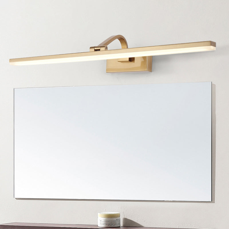 Brass Linear Vanity Led Light Modern Acrylic Wall Mount Light Fixture with Swing Arm Brass Clearhalo 'Cast Iron' 'Glass' 'Industrial' 'Modern wall lights' 'Modern' 'Tiffany' 'Traditional wall lights' 'Vanity Lights' 'Wall Lights' Lighting' 2467554