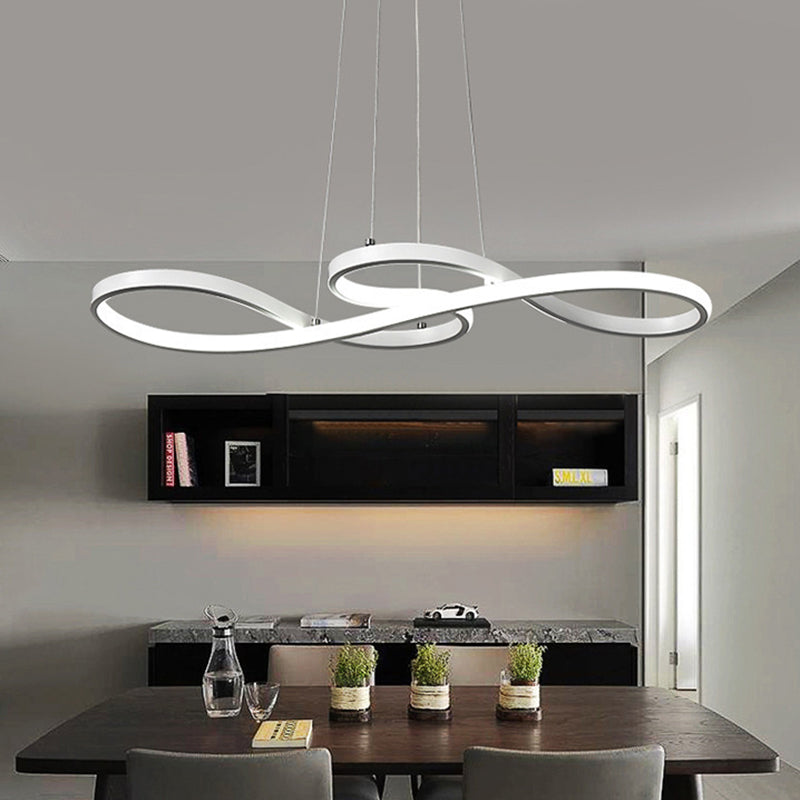 Metal Musical Note Island Light Minimalist LED Hanging Light Fixture for Dining Room White Clearhalo 'Ceiling Lights' 'Island Lights' Lighting' 2467588