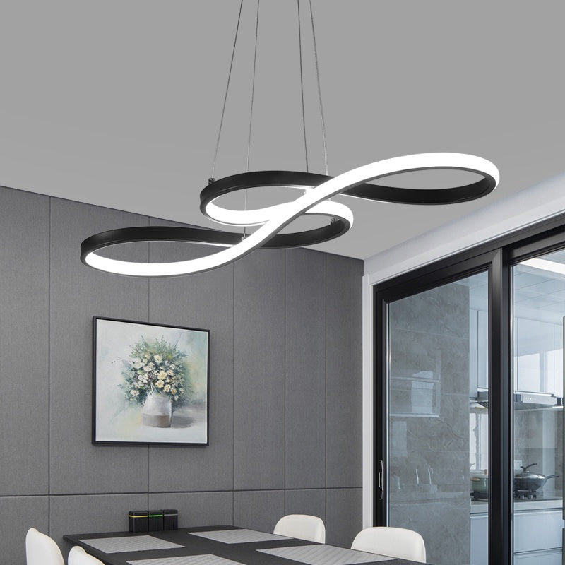 Musical Notation Restaurant Hanging Lamp Metallic Minimalistic LED Island Light Fixture Black Clearhalo 'Ceiling Lights' 'Island Lights' Lighting' 2467593