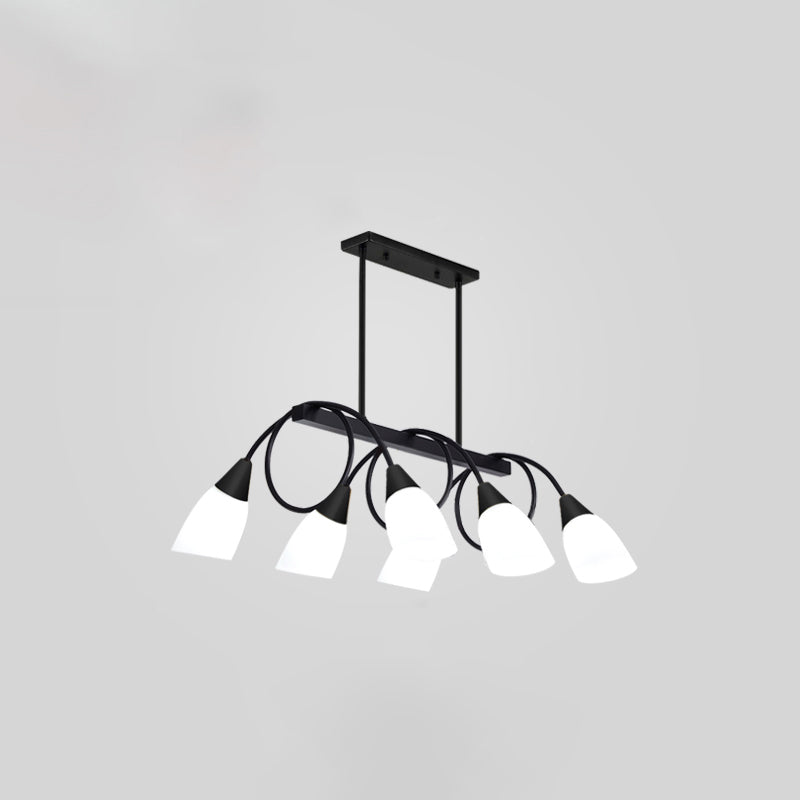White Glass Tulip Suspension Light Modernist Island Ceiling Light for Dining Room 6 Black Clearhalo 'Ceiling Lights' 'Island Lights' Lighting' 2467610