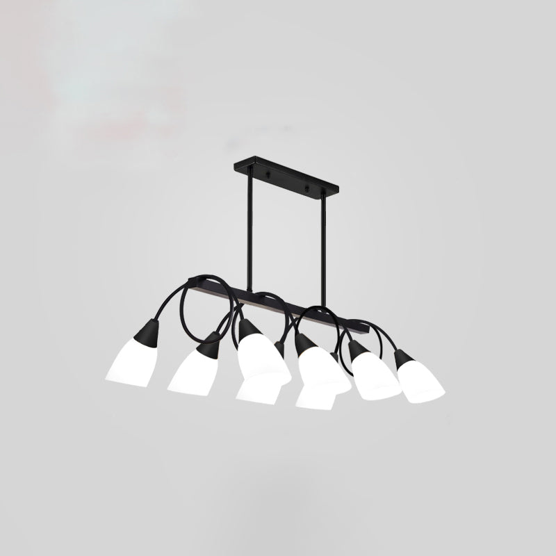 White Glass Tulip Suspension Light Modernist Island Ceiling Light for Dining Room 8 Black Clearhalo 'Ceiling Lights' 'Island Lights' Lighting' 2467611