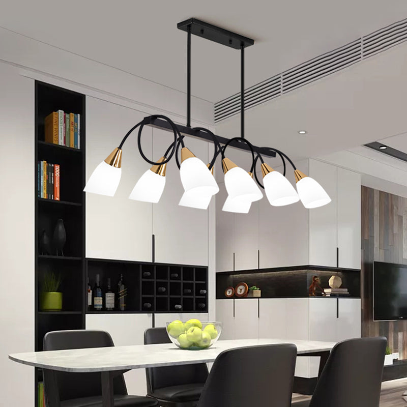 White Glass Tulip Suspension Light Modernist Island Ceiling Light for Dining Room Clearhalo 'Ceiling Lights' 'Island Lights' Lighting' 2467613