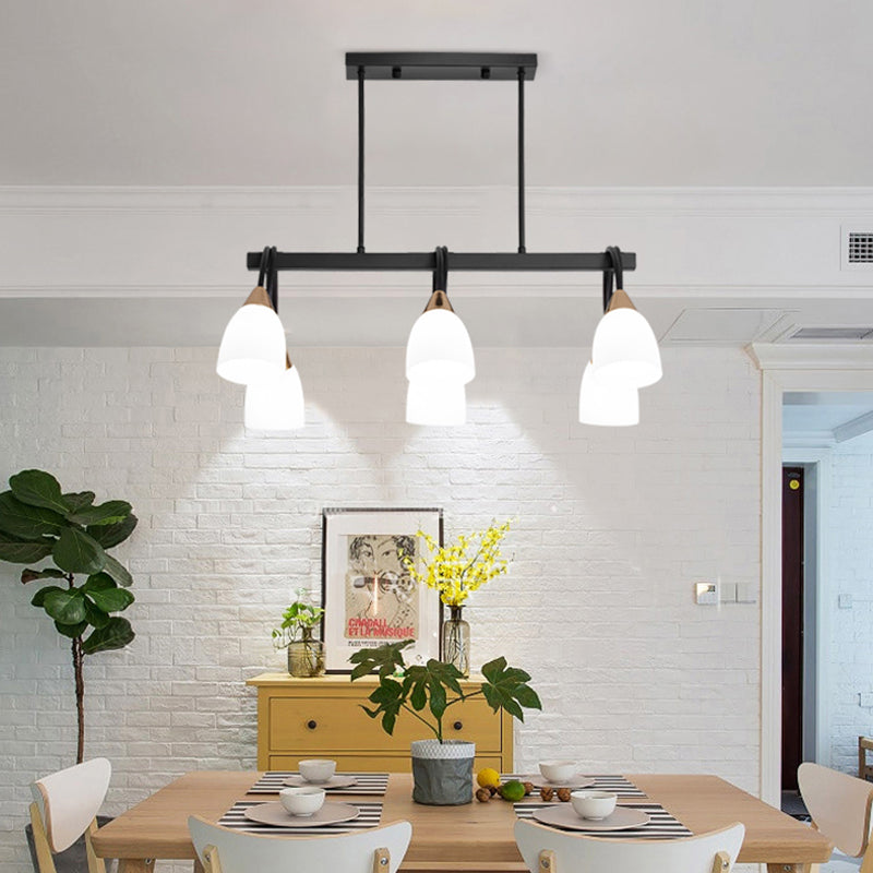 White Glass Tulip Suspension Light Modernist Island Ceiling Light for Dining Room Clearhalo 'Ceiling Lights' 'Island Lights' Lighting' 2467614
