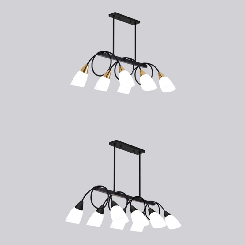White Glass Tulip Suspension Light Modernist Island Ceiling Light for Dining Room Clearhalo 'Ceiling Lights' 'Island Lights' Lighting' 2467615