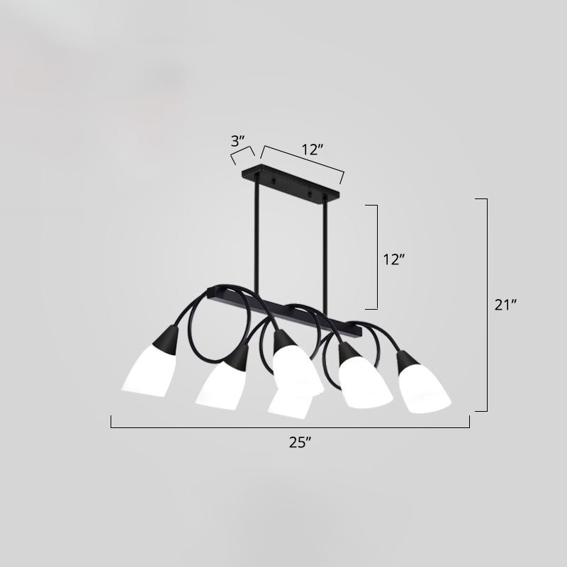 White Glass Tulip Suspension Light Modernist Island Ceiling Light for Dining Room Clearhalo 'Ceiling Lights' 'Island Lights' Lighting' 2467616