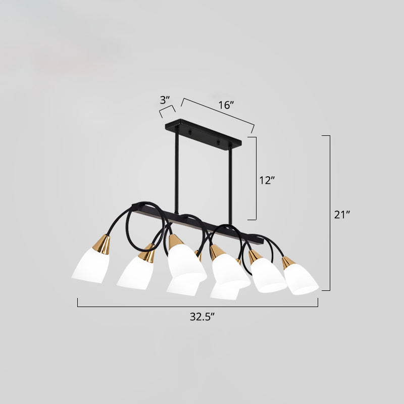 White Glass Tulip Suspension Light Modernist Island Ceiling Light for Dining Room Clearhalo 'Ceiling Lights' 'Island Lights' Lighting' 2467619