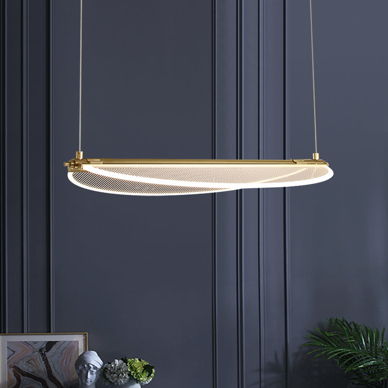 Folding Island Light Minimalistic Acrylic Dining Room Suspension Pendant Light in Gold Clearhalo 'Ceiling Lights' 'Island Lights' Lighting' 2467620