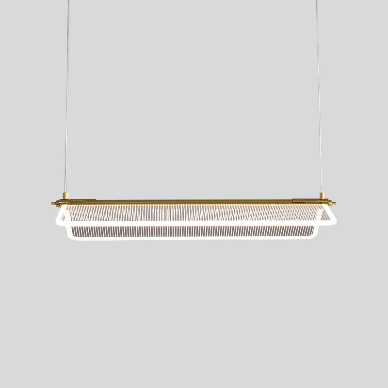 Folding Island Light Minimalistic Acrylic Dining Room Suspension Pendant Light in Gold Gold 31.5" Rectangle Clearhalo 'Ceiling Lights' 'Island Lights' Lighting' 2467621