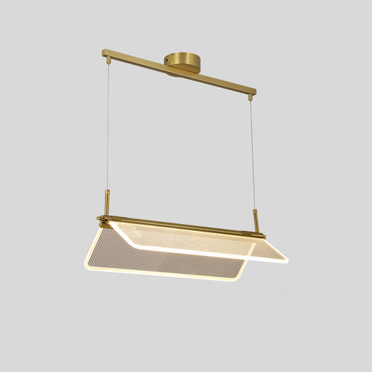Folding Island Light Minimalistic Acrylic Dining Room Suspension Pendant Light in Gold Gold 23.5" Rectangle Clearhalo 'Ceiling Lights' 'Island Lights' Lighting' 2467622