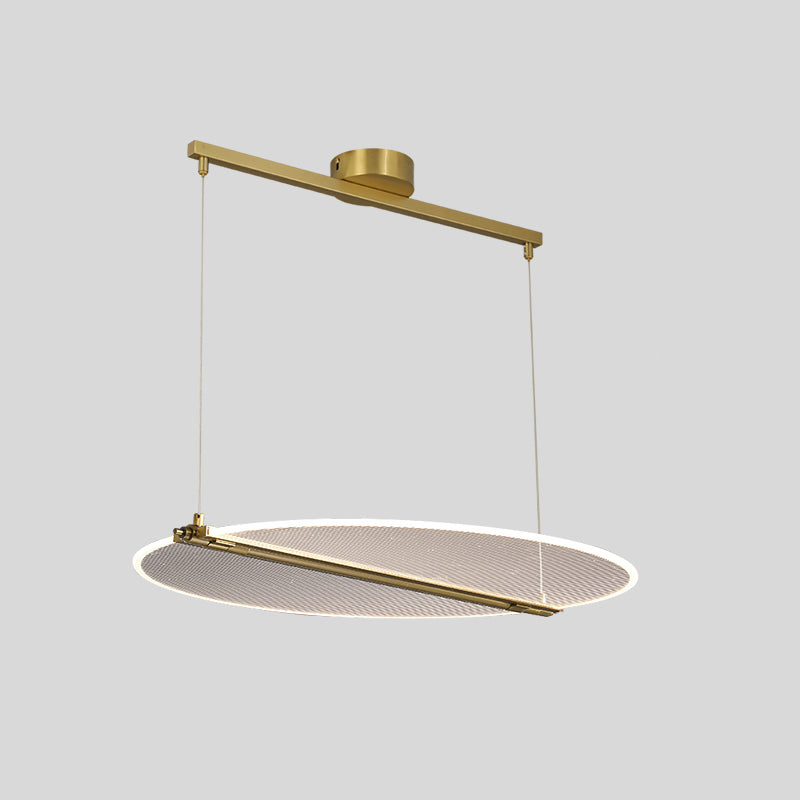 Folding Island Light Minimalistic Acrylic Dining Room Suspension Pendant Light in Gold Gold Oval Clearhalo 'Ceiling Lights' 'Island Lights' Lighting' 2467624