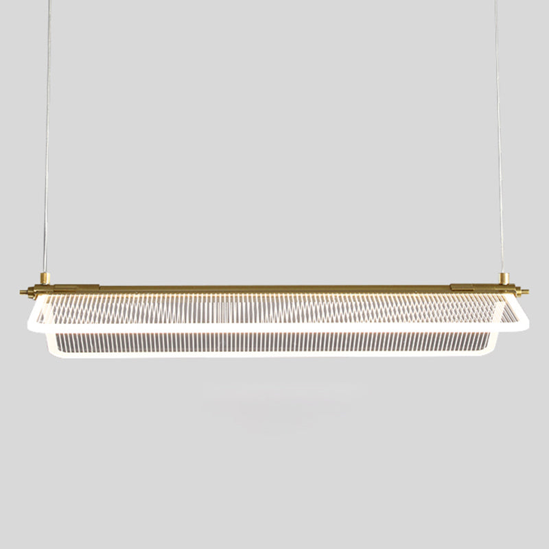 Folding Island Light Minimalistic Acrylic Dining Room Suspension Pendant Light in Gold Clearhalo 'Ceiling Lights' 'Island Lights' Lighting' 2467627