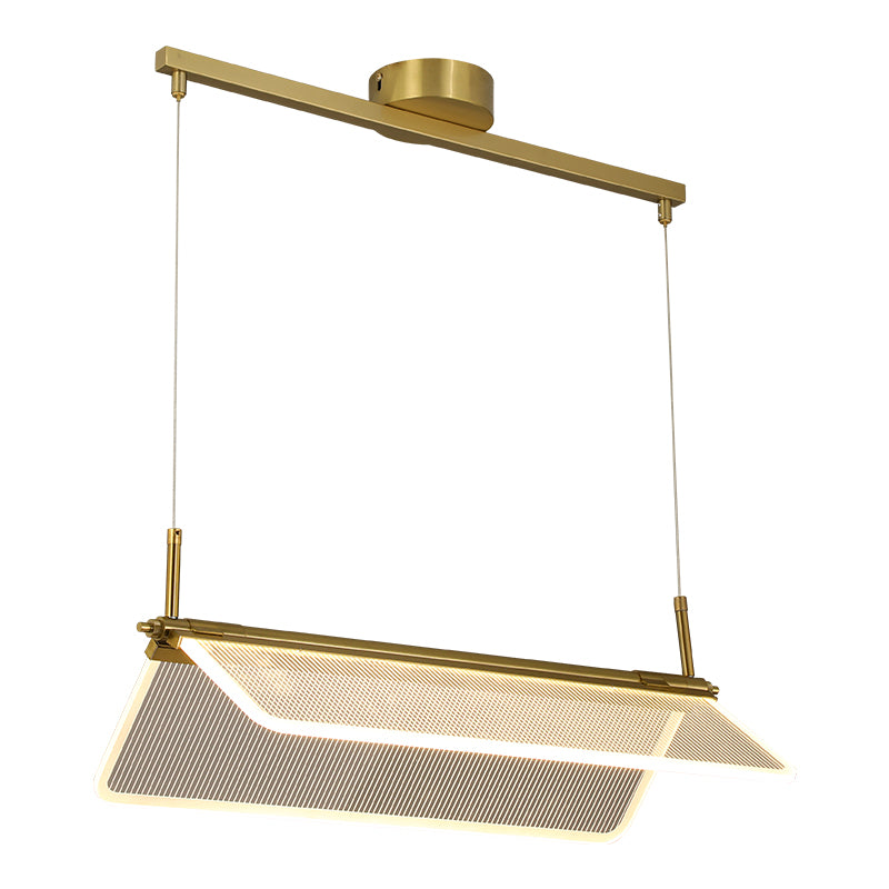 Folding Island Light Minimalistic Acrylic Dining Room Suspension Pendant Light in Gold Clearhalo 'Ceiling Lights' 'Island Lights' Lighting' 2467628