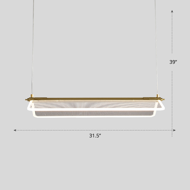 Folding Island Light Minimalistic Acrylic Dining Room Suspension Pendant Light in Gold Clearhalo 'Ceiling Lights' 'Island Lights' Lighting' 2467629