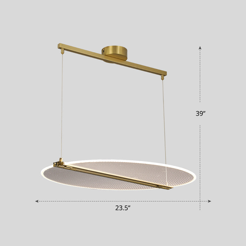 Folding Island Light Minimalistic Acrylic Dining Room Suspension Pendant Light in Gold Clearhalo 'Ceiling Lights' 'Island Lights' Lighting' 2467631