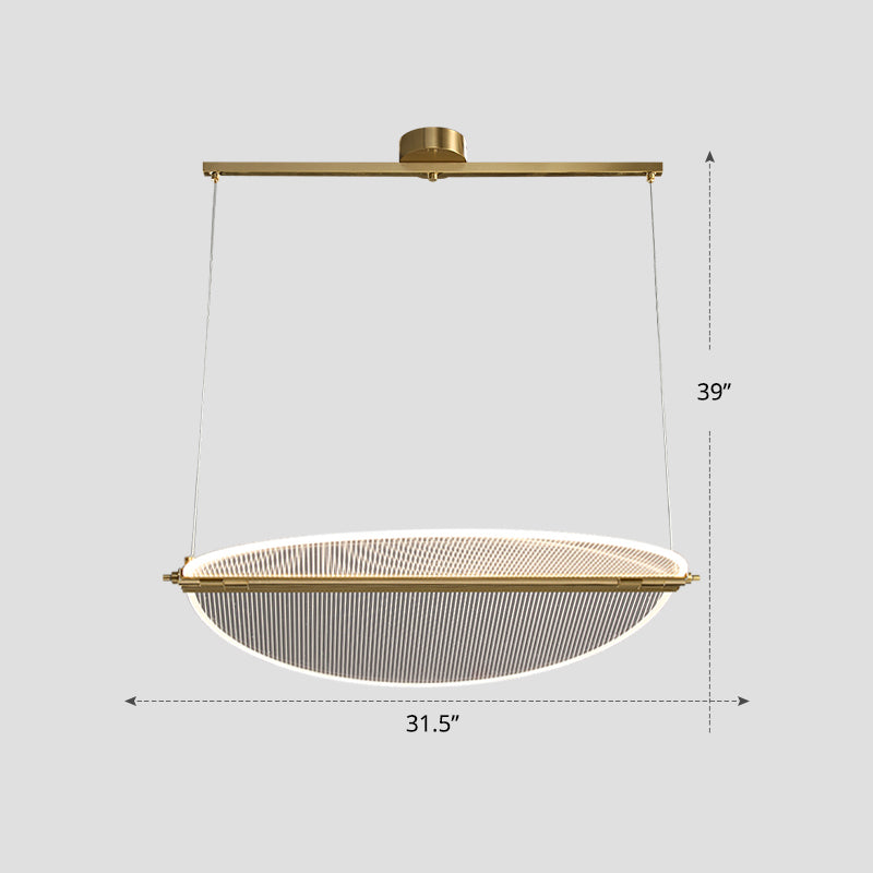Folding Island Light Minimalistic Acrylic Dining Room Suspension Pendant Light in Gold Clearhalo 'Ceiling Lights' 'Island Lights' Lighting' 2467632