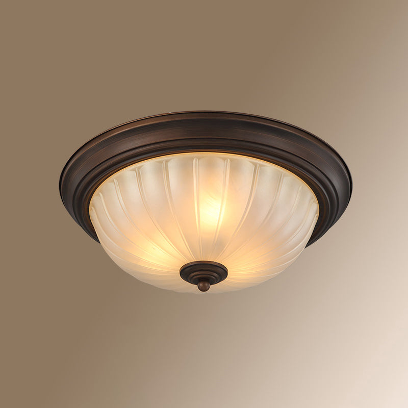 Classic Dome Shaped Ceiling Lighting Frosted Glass Flush Mount Light Fixture for Bedroom Bronze Clearhalo 'Ceiling Lights' 'Close To Ceiling Lights' 'Close to ceiling' 'Flush mount' Lighting' 2467636