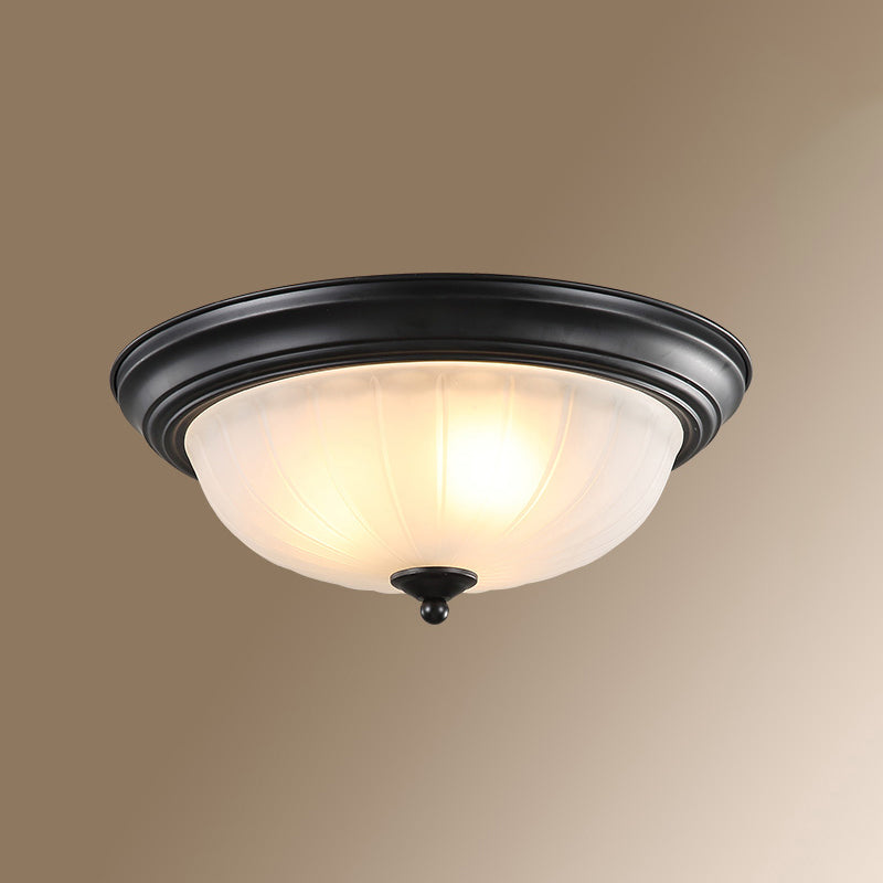 Classic Dome Shaped Ceiling Lighting Frosted Glass Flush Mount Light Fixture for Bedroom Black Clearhalo 'Ceiling Lights' 'Close To Ceiling Lights' 'Close to ceiling' 'Flush mount' Lighting' 2467637