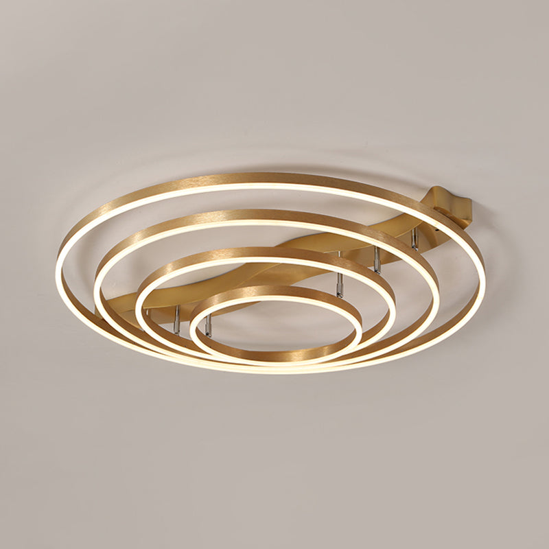 Brass Multi-Ring Flushmount Light Simplicity LED Metal Ceiling Flush Light for Living Room 4 Brass Clearhalo 'Ceiling Lights' 'Close To Ceiling Lights' 'Close to ceiling' Lighting' 2467676