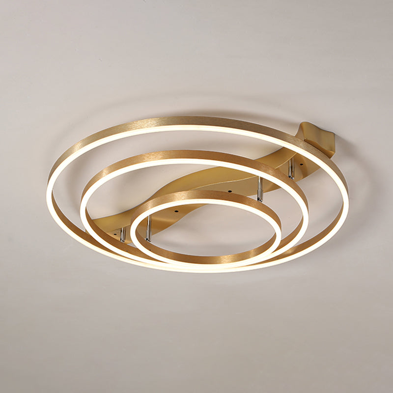 Brass Multi-Ring Flushmount Light Simplicity LED Metal Ceiling Flush Light for Living Room 3 Brass Clearhalo 'Ceiling Lights' 'Close To Ceiling Lights' 'Close to ceiling' Lighting' 2467677