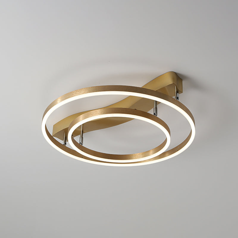 Brass Multi-Ring Flushmount Light Simplicity LED Metal Ceiling Flush Light for Living Room 2 Brass Clearhalo 'Ceiling Lights' 'Close To Ceiling Lights' 'Close to ceiling' Lighting' 2467679