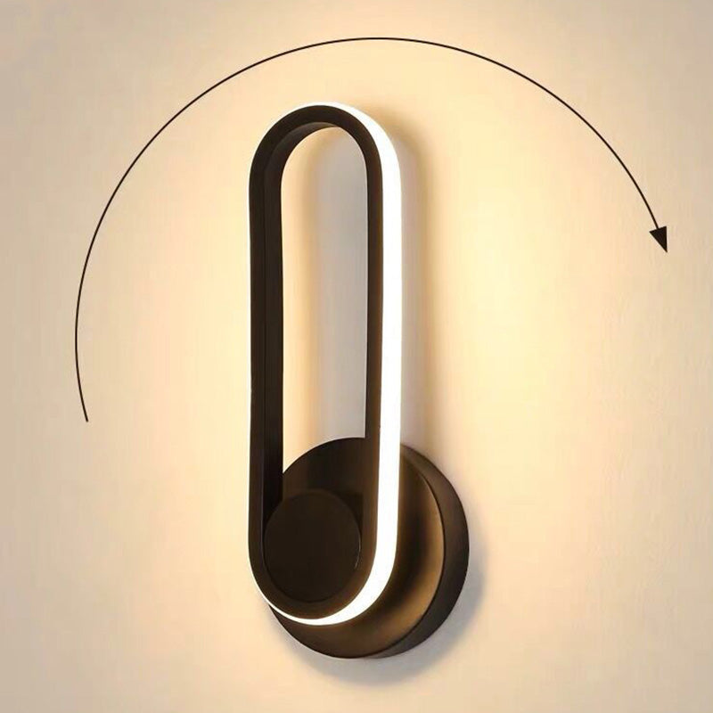 Rotatable Oblong Wall Mount Lamp Nordic Metal LED Sconce Wall Lighting for Bedroom Clearhalo 'Cast Iron' 'Glass' 'Industrial' 'Modern wall lights' 'Modern' 'Tiffany' 'Traditional wall lights' 'Wall Lamps & Sconces' 'Wall Lights' Lighting' 2467689