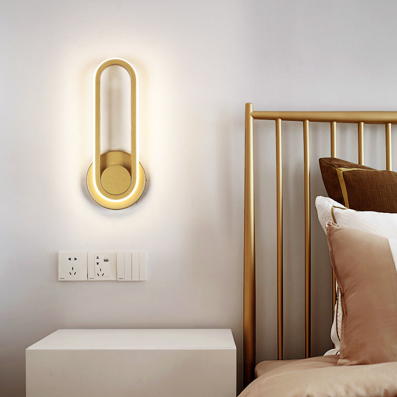 Rotatable Oblong Wall Mount Lamp Nordic Metal LED Sconce Wall Lighting for Bedroom Clearhalo 'Cast Iron' 'Glass' 'Industrial' 'Modern wall lights' 'Modern' 'Tiffany' 'Traditional wall lights' 'Wall Lamps & Sconces' 'Wall Lights' Lighting' 2467691