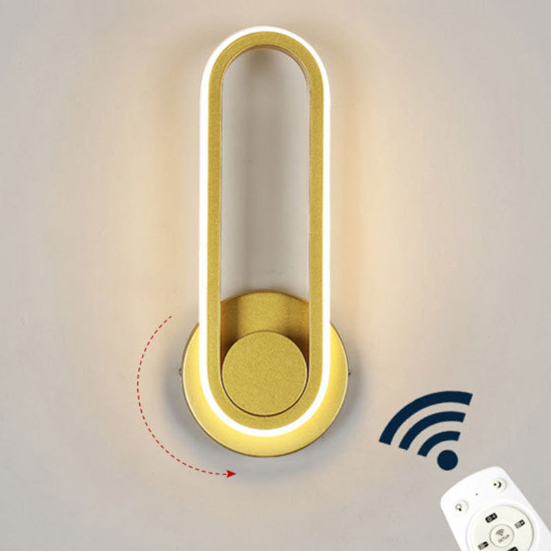 Rotatable Oblong Wall Mount Lamp Nordic Metal LED Sconce Wall Lighting for Bedroom Gold Remote Control Stepless Dimming Clearhalo 'Cast Iron' 'Glass' 'Industrial' 'Modern wall lights' 'Modern' 'Tiffany' 'Traditional wall lights' 'Wall Lamps & Sconces' 'Wall Lights' Lighting' 2467695