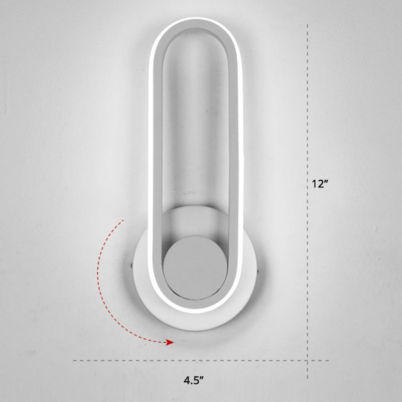 Rotatable Oblong Wall Mount Lamp Nordic Metal LED Sconce Wall Lighting for Bedroom Clearhalo 'Cast Iron' 'Glass' 'Industrial' 'Modern wall lights' 'Modern' 'Tiffany' 'Traditional wall lights' 'Wall Lamps & Sconces' 'Wall Lights' Lighting' 2467707