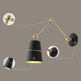 Single Multi-Joint Swing Arm Task Wall Light Industrial Metal Wall Mounted Reading Lamp with Tapered Shade Clearhalo 'Art deco wall lights' 'Cast Iron' 'Glass' 'Industrial wall lights' 'Industrial' 'Middle century wall lights' 'Modern' 'Rustic wall lights' 'Tiffany' 'Traditional wall lights' 'Wall Lamps & Sconces' 'Wall Lights' Lighting' 2467732