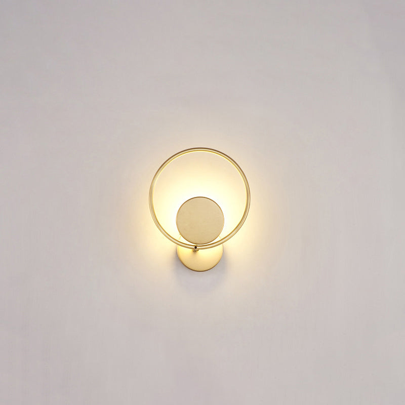 Round Metal LED Sconce Lighting Simple Style Golden Wall Mounted Lamp for Bedroom Gold Warm Round Clearhalo 'Cast Iron' 'Glass' 'Industrial' 'Modern wall lights' 'Modern' 'Tiffany' 'Traditional wall lights' 'Wall Lamps & Sconces' 'Wall Lights' Lighting' 2467738