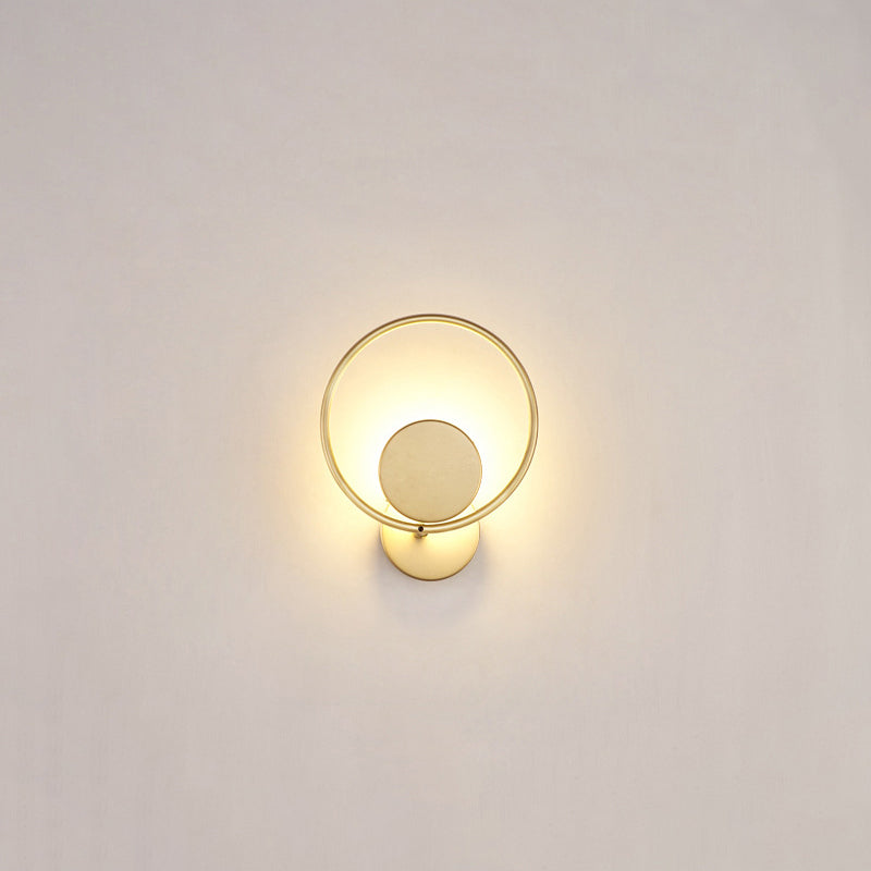 Round Metal LED Sconce Lighting Simple Style Golden Wall Mounted Lamp for Bedroom Gold Third Gear Round Clearhalo 'Cast Iron' 'Glass' 'Industrial' 'Modern wall lights' 'Modern' 'Tiffany' 'Traditional wall lights' 'Wall Lamps & Sconces' 'Wall Lights' Lighting' 2467740