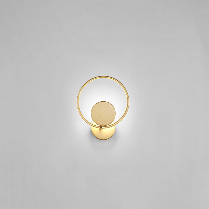 Round Metal LED Sconce Lighting Simple Style Golden Wall Mounted Lamp for Bedroom Gold White Round Clearhalo 'Cast Iron' 'Glass' 'Industrial' 'Modern wall lights' 'Modern' 'Tiffany' 'Traditional wall lights' 'Wall Lamps & Sconces' 'Wall Lights' Lighting' 2467742