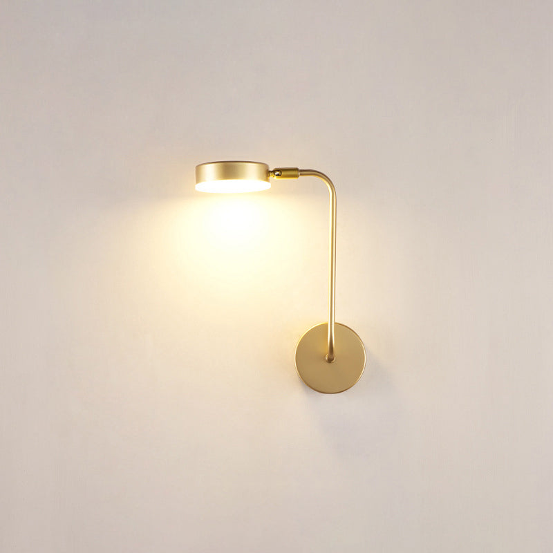 Round Metal LED Sconce Lighting Simple Style Golden Wall Mounted Lamp for Bedroom Gold Third Gear Left Clearhalo 'Cast Iron' 'Glass' 'Industrial' 'Modern wall lights' 'Modern' 'Tiffany' 'Traditional wall lights' 'Wall Lamps & Sconces' 'Wall Lights' Lighting' 2467744